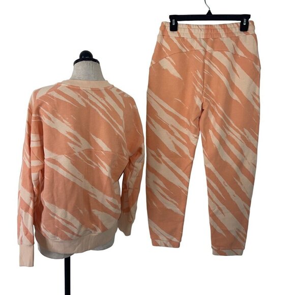 Sweaty Betty Womens Sweatshirt Pants Set Size Small Peach Animal Print Fleece - Picture 2 of 9
